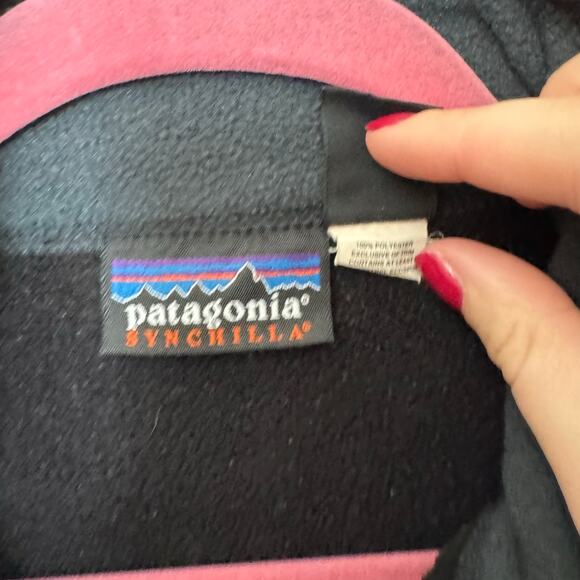 VINTAGE PATAGONIA Black Fleece Zip Up Vest Size Large Casual winter fall - Picture 6 of 7